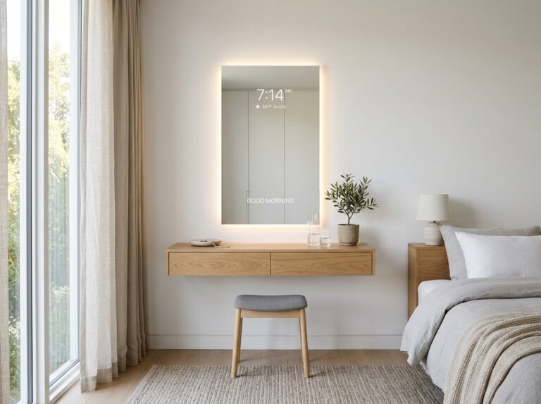 minimalist bedroom smart mirror